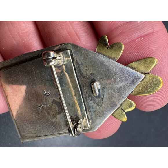 Vtg Far Fetched Sterling Silver 925 Brass Heart House Picture Frame Brooch Pin - Picture 8 of 10
